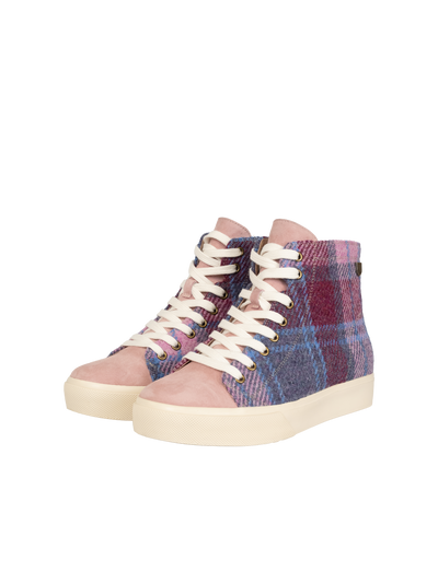 Harris Tweed Blair Trainers - Pink Blue Tartan