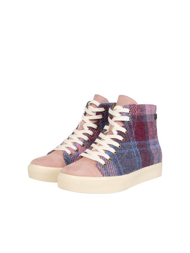 Harris Tweed Blair Trainers - Pink Blue Tartan