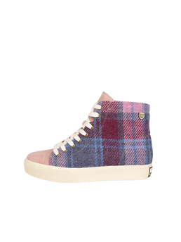 Harris Tweed Blair Trainers - Pink Blue Tartan