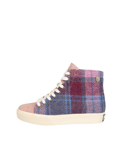 Harris Tweed Blair Trainers - Pink Blue Tartan