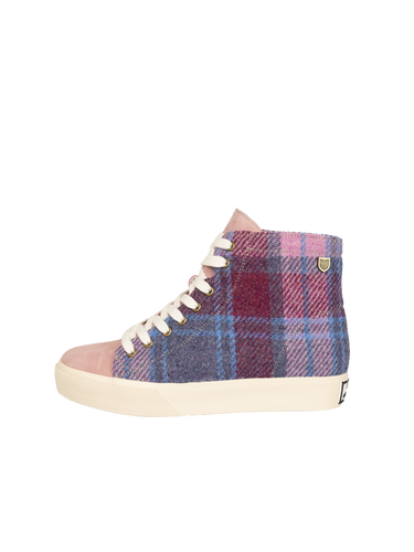 Harris Tweed Blair Trainers - Pink Blue Tartan