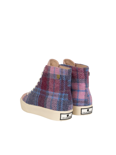 Harris Tweed Blair Trainers - Pink Blue Tartan
