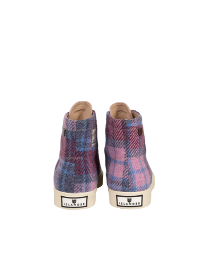 Harris Tweed Blair Trainers - Pink Blue Tartan