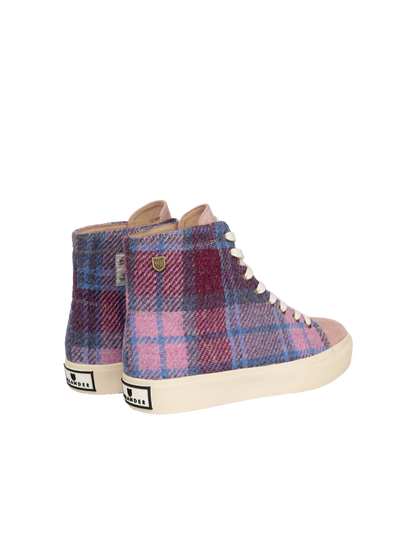 Harris Tweed Blair Trainers - Pink Blue Tartan