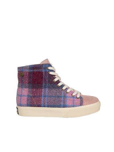 Harris Tweed Blair Trainers - Pink Blue Tartan