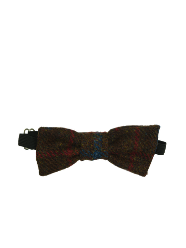 Harris Tweed Bow Tie - Brown With Red/Blue Overcheck