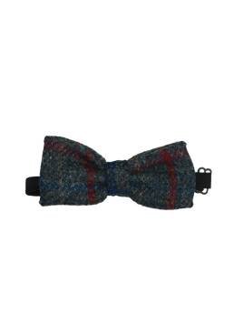 Harris Tweed Bow Tie - Grey w/RedBlueOC