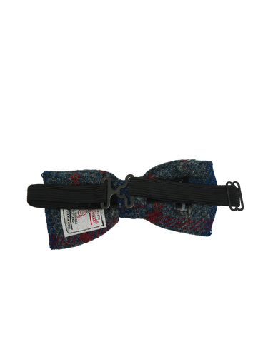 Harris Tweed Bow Tie - Grey With Red/Blue Overcheck