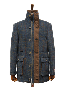 Harris Tweed Boyd Field Coat Blue Multi
