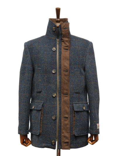 Harris Tweed Boyd Field Coat Blue Multi