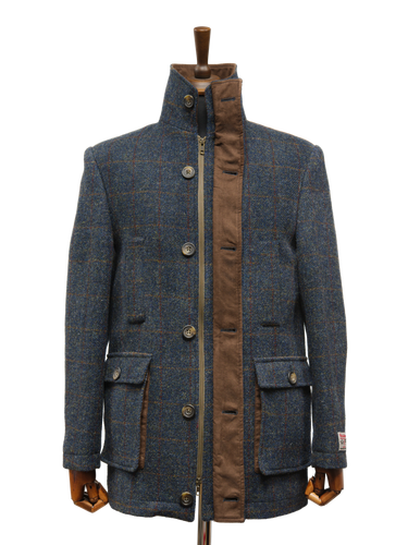Harris Tweed Boyd Field Coat Blue Multi