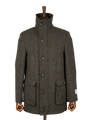 Harris Tweed Boyd Field Coat - Forest Green Herringbone