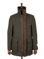 Harris Tweed Boyd Field Coat - Forest Green Herringbone