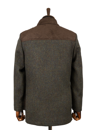 Harris Tweed Boyd Field Coat - Forest Green Herringbone