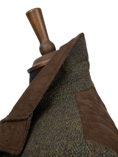Harris Tweed Boyd Field Coat - Forest Green Herringbone