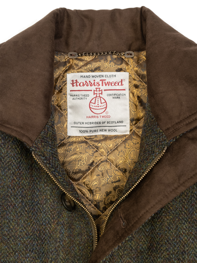 Harris Tweed Boyd Field Coat - Forest Green Herringbone