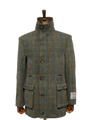 Harris Tweed Boyd Field Coat Green Herringbone With Overcheck