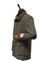 Harris Tweed Boyd Field Coat Green Herringbone With Overcheck
