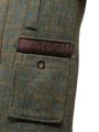 Harris Tweed Boyd Field Coat Green Herringbone With Overcheck