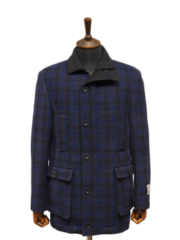 Harris Tweed Boyd Field Coat Navy Block Check