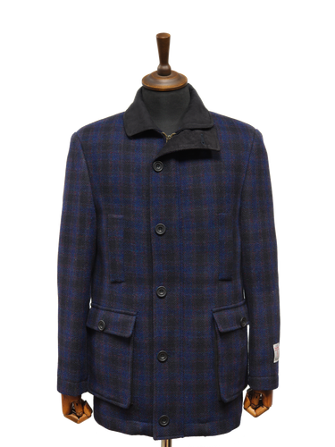 Harris Tweed Boyd Field Coat Navy Block Check
