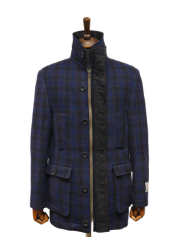 Harris Tweed Boyd Field Coat Navy Block Check