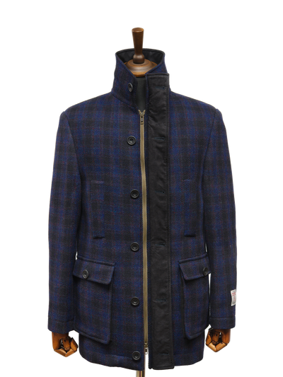 Harris Tweed Boyd Field Coat Navy Block Check