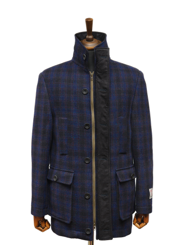 Harris Tweed Boyd Field Coat Navy Block Check
