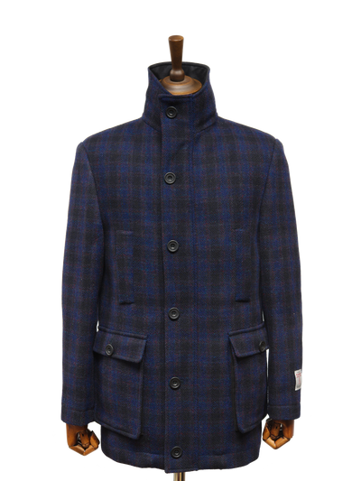 Harris Tweed Boyd Field Coat Navy Block Check