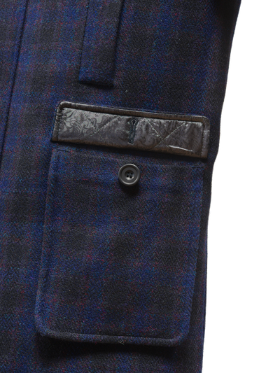 Harris Tweed Boyd Field Coat Navy Block Check