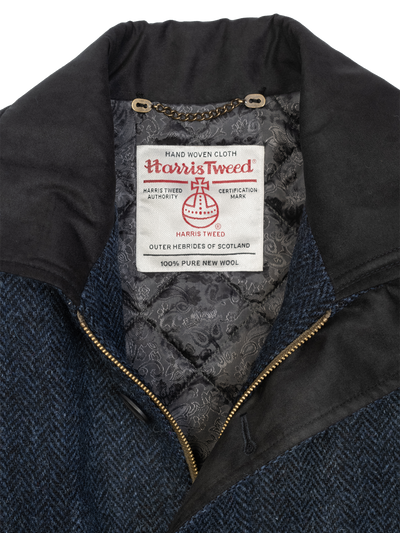 Harris Tweed Boyd Field Coat - Navy Herringbone