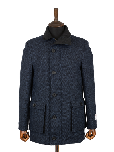 Harris Tweed Boyd Field Coat - Navy Herringbone