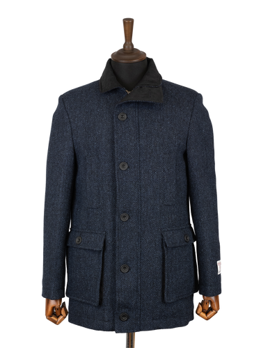 Harris Tweed Boyd Field Coat - Navy Herringbone