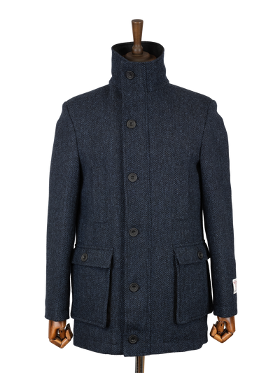 Harris Tweed Boyd Field Coat - Navy Herringbone