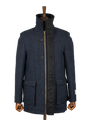 Harris Tweed Boyd Field Coat - Navy Herringbone