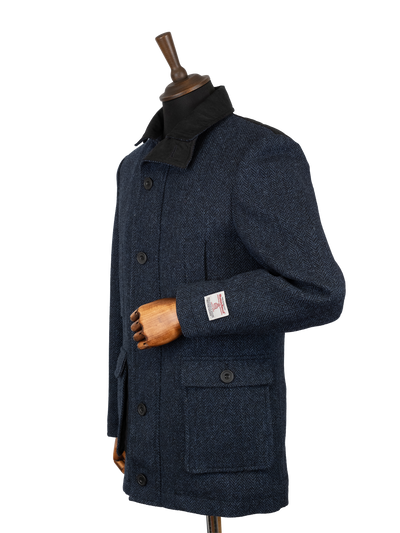 Harris Tweed Boyd Field Coat - Navy Herringbone