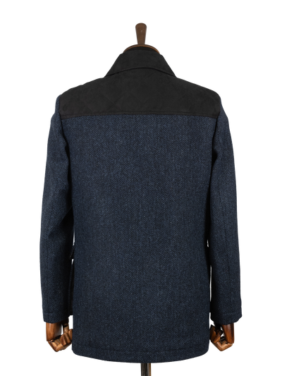 Harris Tweed Boyd Field Coat - Navy Herringbone