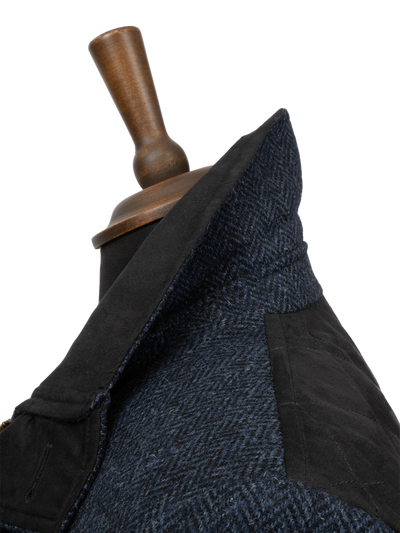 Harris Tweed Boyd Field Coat - Navy Herringbone