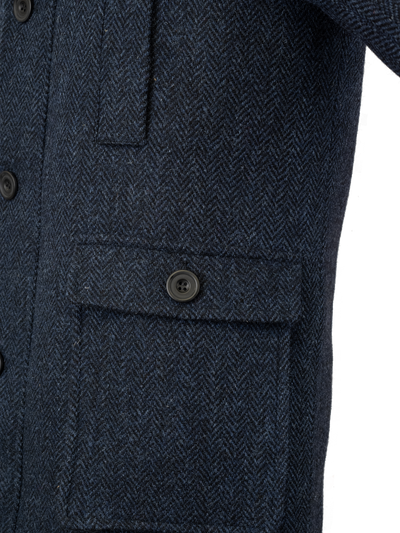 Harris Tweed Boyd Field Coat - Navy Herringbone