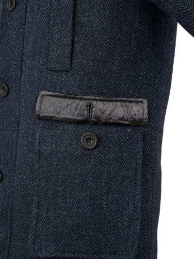 Harris Tweed Boyd Field Coat - Navy Herringbone