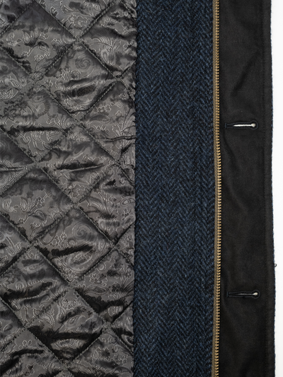 Harris Tweed Boyd Field Coat - Navy Herringbone