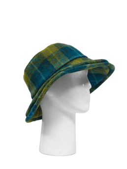 Harris Tweed Ladies Brimmed Hat - Sea Blue/Green Check (GA)