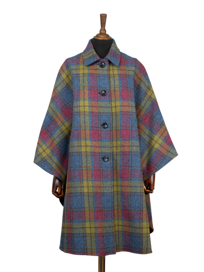 Harris Tweed Ladies Buttoned Long Cape - A0195