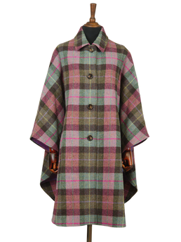 Harris Tweed Ladies Buttoned Long Cape A0254