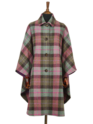 Harris Tweed Ladies Buttoned Long Cape - A0254
