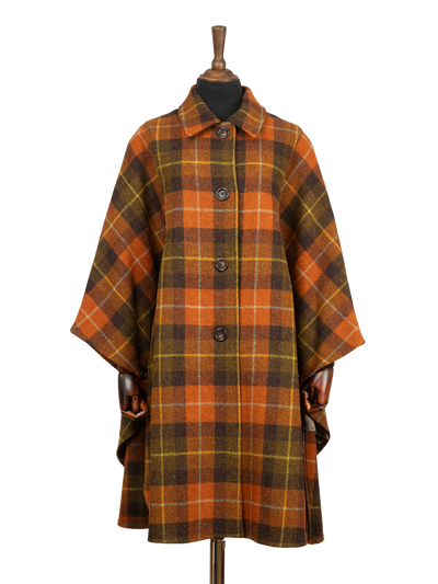 Harris Tweed Ladies Buttoned Long Cape - A0258