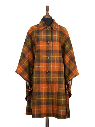 Harris Tweed Ladies Buttoned Long Cape - A0258