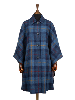 Harris Tweed Ladies Buttoned Long Cape - A075