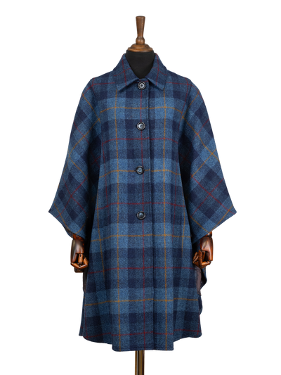 Harris Tweed Ladies Buttoned Long Cape - A075
