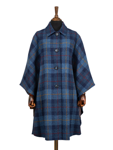 Harris Tweed Ladies Buttoned Long Cape - A075